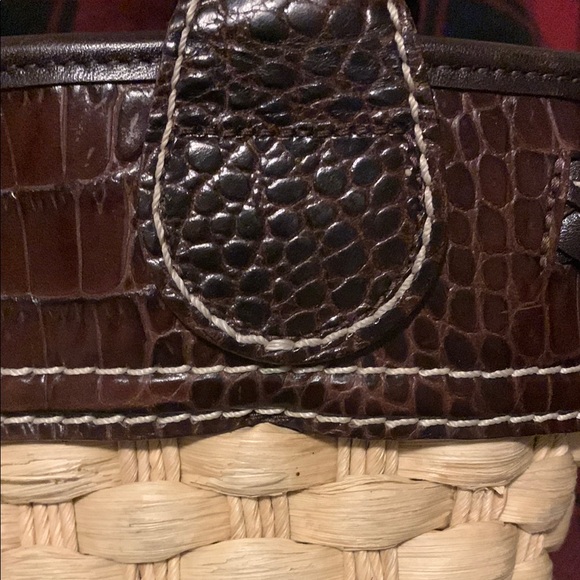 Brighton Candace Straw & leather Shoulder bag double heart charm double straps - Picture 8 of 15